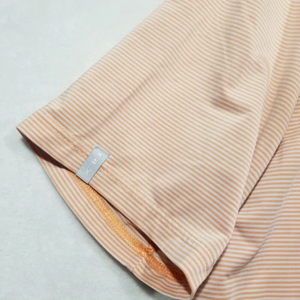 RLX RALPH LAUREN Mens XL Wicking Orange  Stripe Poly Stretch GOLF Shirt